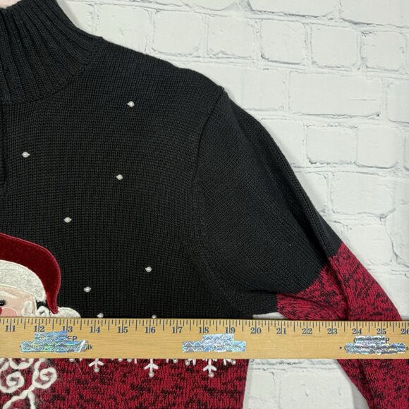 Mandal Bay Ugly Sweater Women Large Santa Clause Christmas Holiday 1/4 Zip - Picture 9 of 11